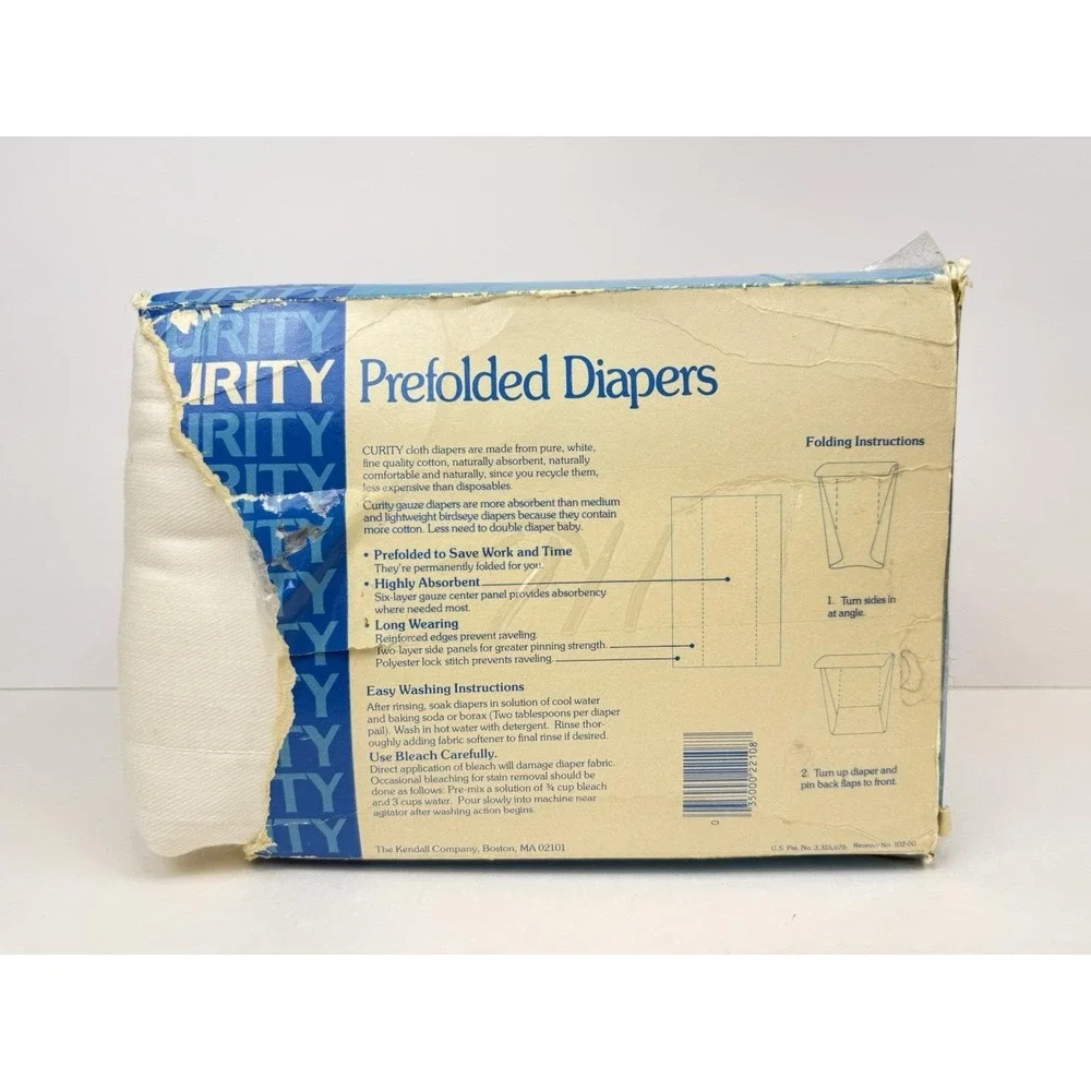Vintage Box Curity Diapers Gauze Cloth 14.5X20.5 Baby OPEN BOX  Of 12 Prefold